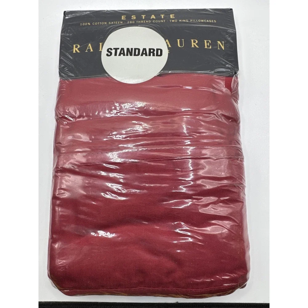 Ralph Lauren Home Estate Burgundy 280 TC Cotton Sateen King Pillowcase Set 2pk